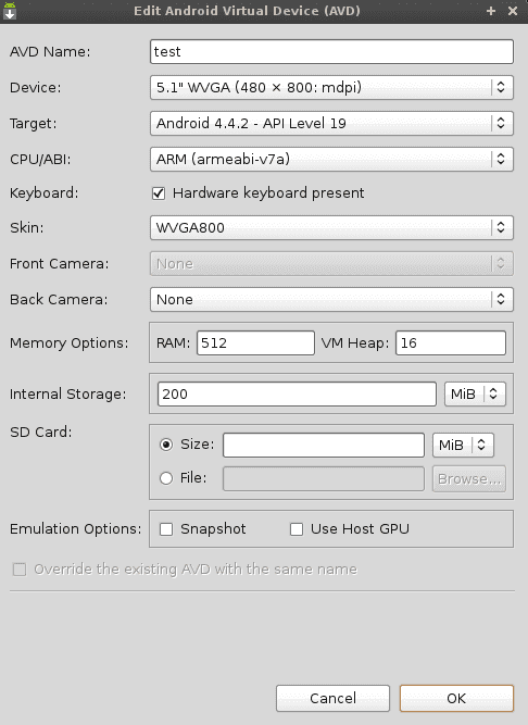 AVD settings AVD settings